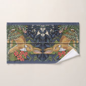 Konijnenwandtapijt Tegel Floral Navy Blue Hare Dec Bad Handdoek (Handdoek)
