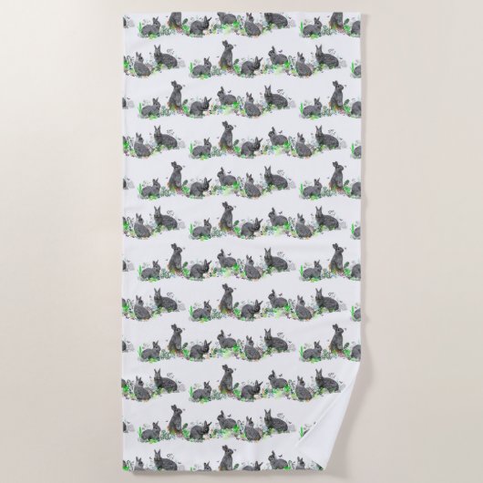 Konijnenweide badhanddoek (kies kleur) (Voorkant)