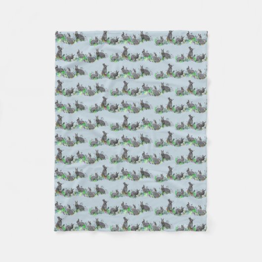 Konijnenweide fleece deken (lichtblauw) (Voorkant)
