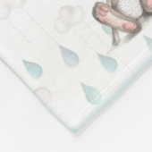 Konijnenwolken & regendruppels - Blauw Fleece Deken (Hoek)