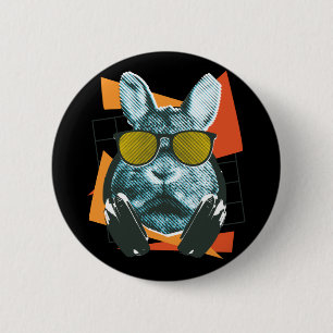 Konijnenzonnebril, Grappig Konijn met Zonnescherme Ronde Button 5,7 Cm