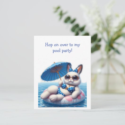 Konijnenzwembadfeest Kaart (Staand voorkant)