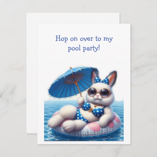Konijnenzwembadfeest Kaart (Voorkant / Achterkant)