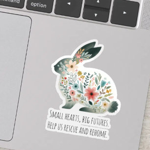 Konijnredding met zachte pastel waterverf bloemmot sticker