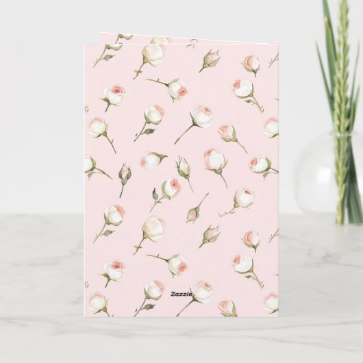 Konijnrozen Bloemige Verjaardag Kaart (Achterkant)