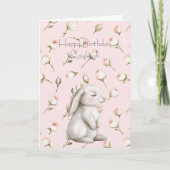 Konijnrozen Bloemige Verjaardag Kaart (Voorkant)