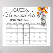 Konijntje Baby Shower Raad Verwachte Bevalling Dat Poster (Voorkant)