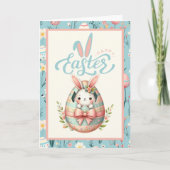 Konijntje dat van ei uitbroedt Gelukkig Pasen Doua Feestdagen Kaart (Voorkant)