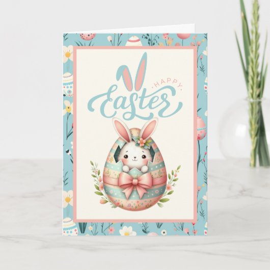 Konijntje dat van ei uitbroedt Gelukkig Pasen Doua Feestdagen Kaart (Voorkant)