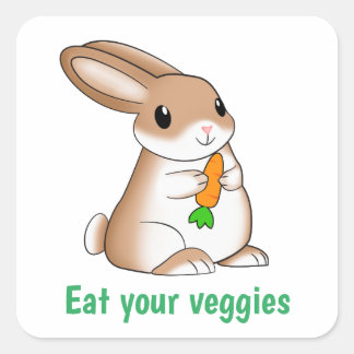 Konijntje eet wortel. Eet je groenten op Vierkante Sticker