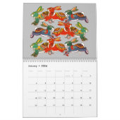 Konijntje elk jaar Kleurrijke unieke konijnenkunst Kalender (Jan 2026)