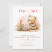 Konijntje en Beer voor twee feestuitnodigingen Kaart (Voorkant)