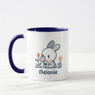 Konijntje en bloemetjes aanpasbare Mok