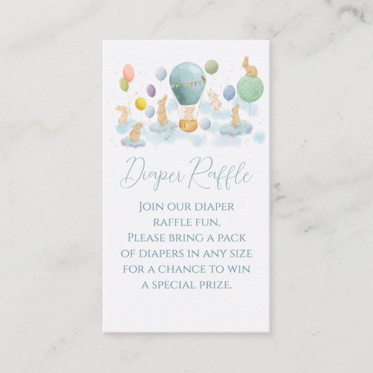 Konijntje en Luchtballon Baby shower Luier Raffle Informatiekaartje (Voorkant)