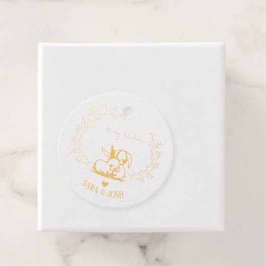 Konijntje en twijgen bedankjes labels (Met doos)