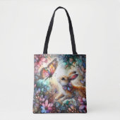 Konijntje en vlinder mooi Glas in lood Pasen Tote Bag (Voorkant)