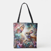 Konijntje en vlinder mooi Glas in lood Pasen Tote Bag (Achterkant)