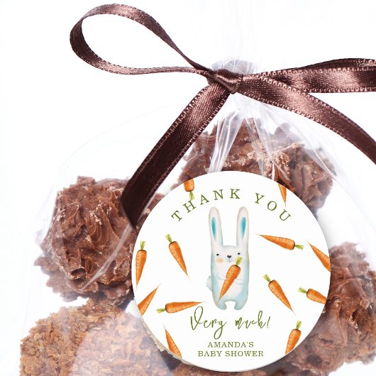 Konijntje en wortels - heel erg bedankt ronde sticker