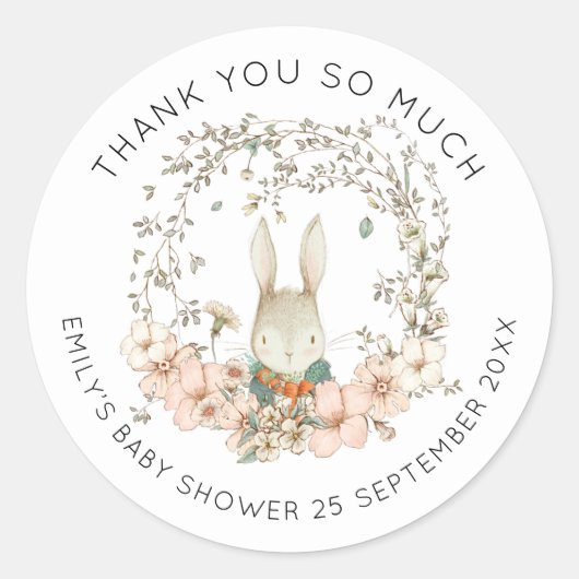 konijntje groen blad dank u Baby shower Ronde Sticker (Voorkant)