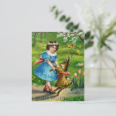 Konijntje & het Meisje van de Dans van Pasen het Feestdagenkaart (Staand voorkant)