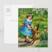 Konijntje & het Meisje van de Dans van Pasen het Feestdagenkaart (Voorkant / Achterkant)