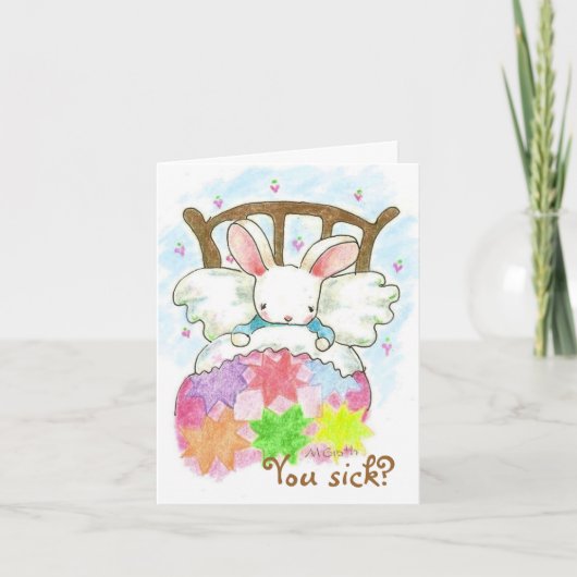 Konijntje in bed, ben je ziek? kaart (Voorkant)