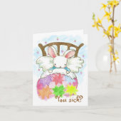 Konijntje in bed, ben je ziek? kaart (Gele Bloem)