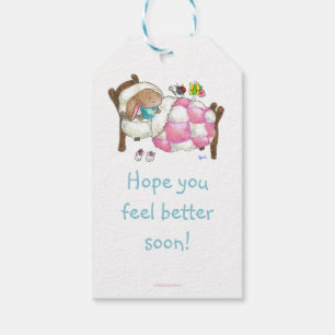Konijntje in de giftlabel van het Bed Cadeaulabel