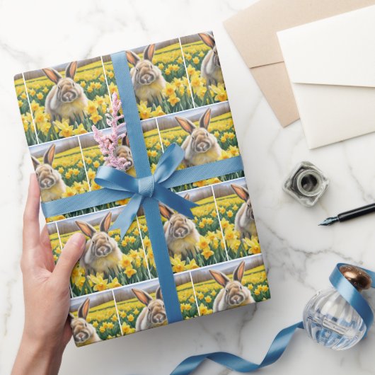 Konijntje in de lente Daffodils Cadeaupapier (Geschenken)