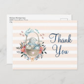 Konijntje in een mand met Eggs Party Bedankt Briefkaart (Voorkant / Achterkant)