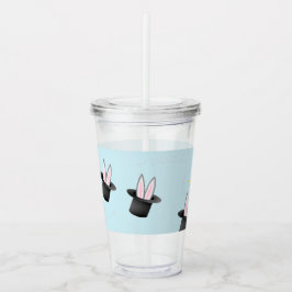 Konijntje in een pet met toverstaf blauw acryl drinkbeker