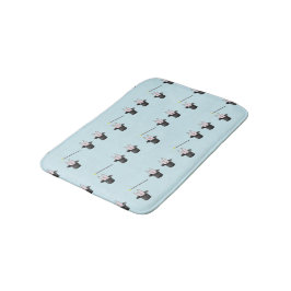 Konijntje in een pet met toverstaf blauw badmat
