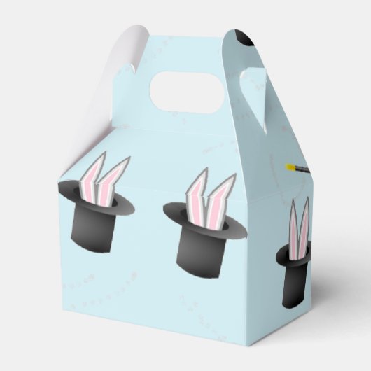 Konijntje in een pet met toverstaf blauw bedankdoosjes (Achterkant)