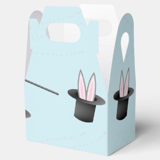 Konijntje in een pet met toverstaf blauw bedankdoosjes (Geopend)