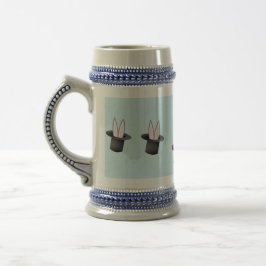 Konijntje in een pet met toverstaf blauw bierpul