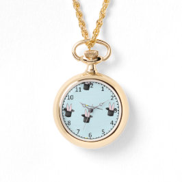 Konijntje in een pet met toverstaf blauw horloge