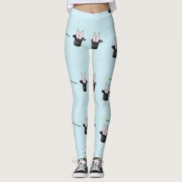 Konijntje in een pet met toverstaf blauw leggings