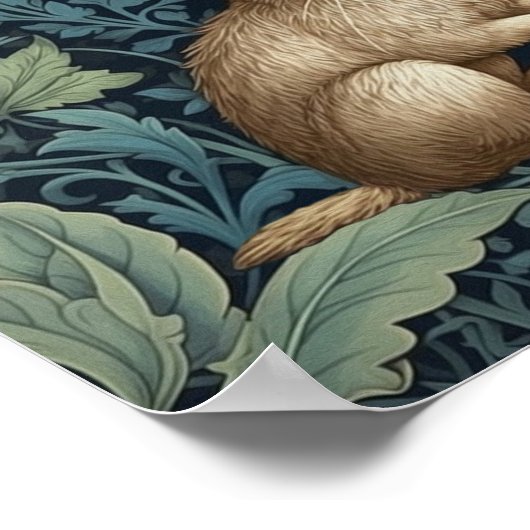 Konijntje in het bos art nouveau poster (Hoek)