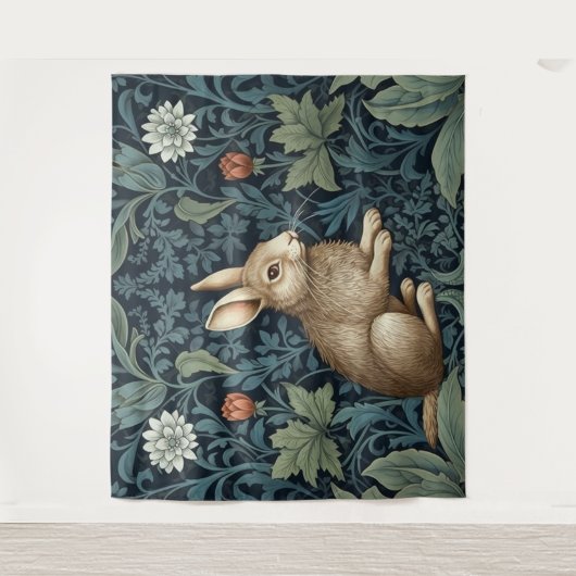 Konijntje in het bos art nouveau wandkleed (Voorkant)