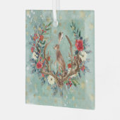 Konijntje in Kerstgewei Glas Ornament (Voorkant links)