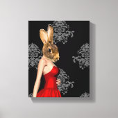 Konijntje in rode jurk canvas afdruk (Voorkant)