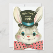 konijntje in tophoed Custom Retro Pasen Feestdagenkaart (Voorkant)