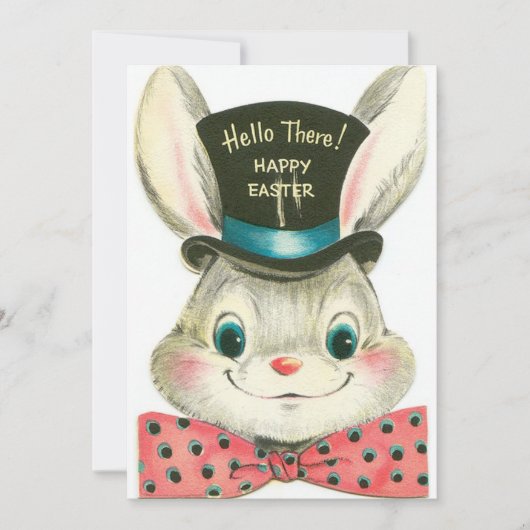  konijntje in tophoed Custom Retro Pasen Feestdagenkaart (Voorkant)