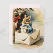  konijntje kerst feestdagenkaart (Voorkant / Achterkant)