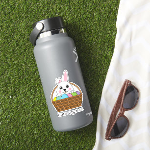 Konijntje Kleurrijke PaaseiHunt Mand   personalise Sticker