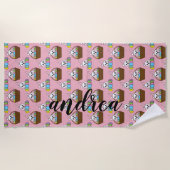 Konijntje Kleurrijke PaaseiHunt Mand | personalise Strandlaken (Voorkant)