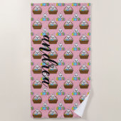 Konijntje Kleurrijke PaaseiHunt Mand | personalise Strandlaken (Voorkant)