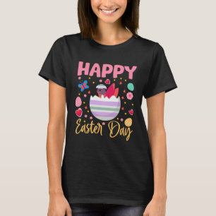 Konijntje kolibrie kleurrijke eieren jagen gelukki t-shirt