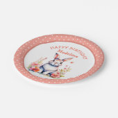 Konijntje Konijn in Bloemen Gelukkige Verjaardag P Papieren Bordje (Gekanteld)