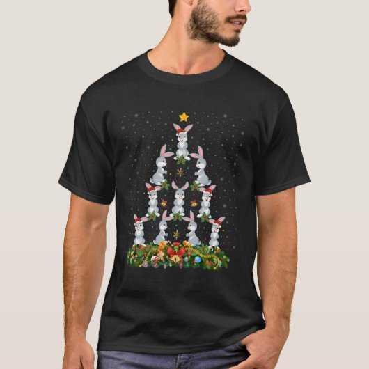 Konijntje konijn kerstboom cadeau grappige kerst B T-shirt (Voorkant)